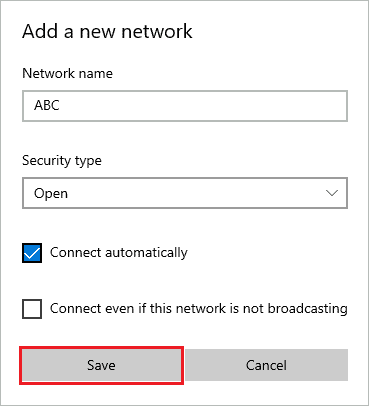 Add details for network if wifi not showing up windows 10