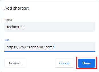 Add shortcut website