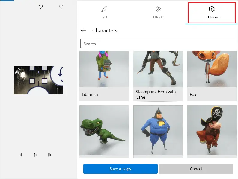Add library to the picture in the 3D library tab