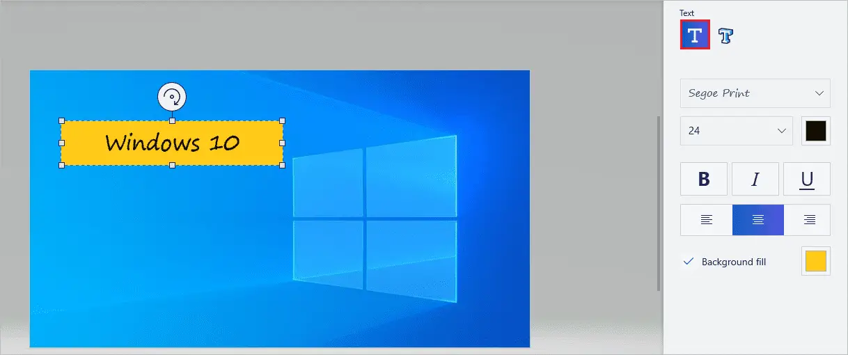 Add 2D text to the image