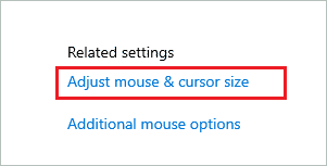 Open Adjust mouse and cursor size