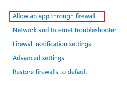 Allow an app through firewall 1