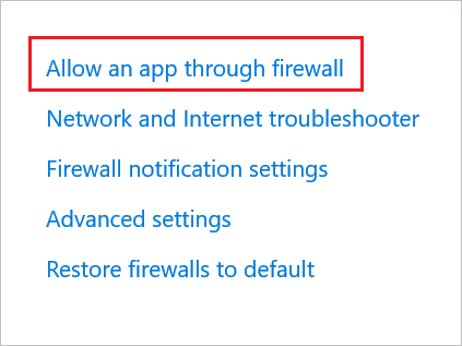 Allow an app through firewall 