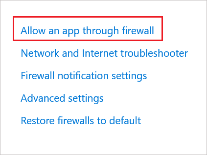 Allow an app through firewall