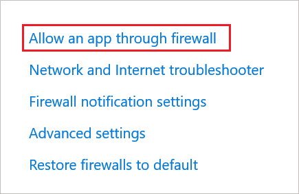 Open Allow an app through firewall