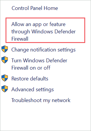 Allow an app through firewall