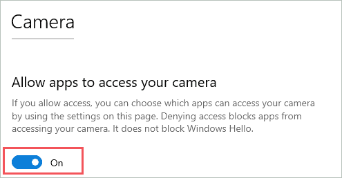 Allow apps to acceess camera
