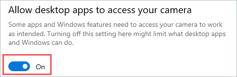 Allow desktop apps to access camera