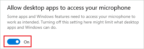 Allow desktop apps to access your microphone