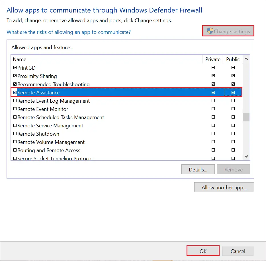 Enable Remote Assistance 