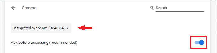 Allow webcam access in Chrome to fix skype camera not working