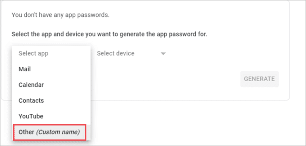 App specific password for Outlook