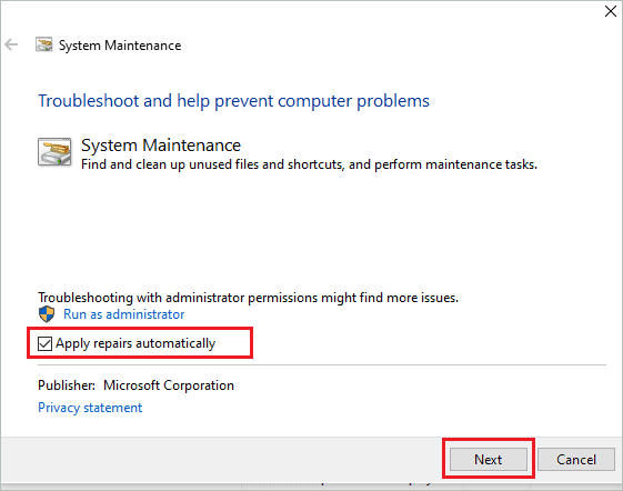 Run System Maintenance troubleshooter to fix Windows Spotlight not working