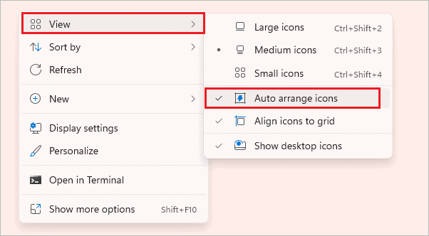 Auto arrange desktop icons