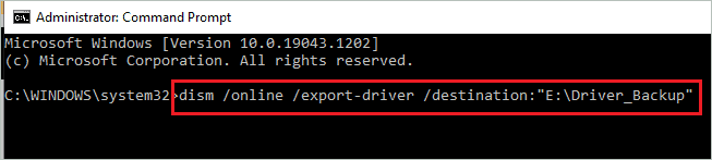 Take a backup of drivers via Command Prompt