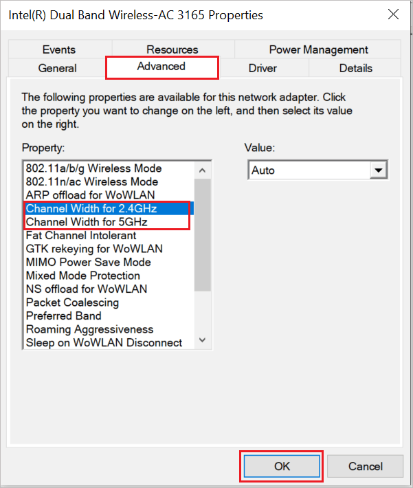 Change the Channel Width if wifi not showing up windows 10