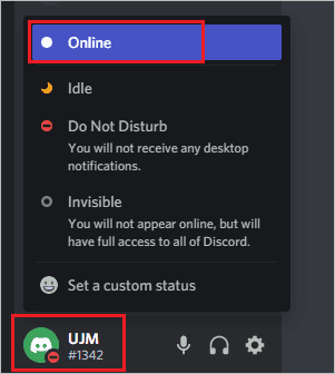 Set Discord status as Online