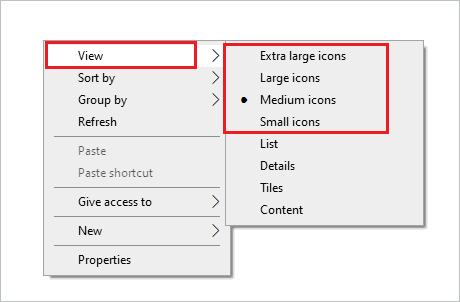 Change File Explorer icon size