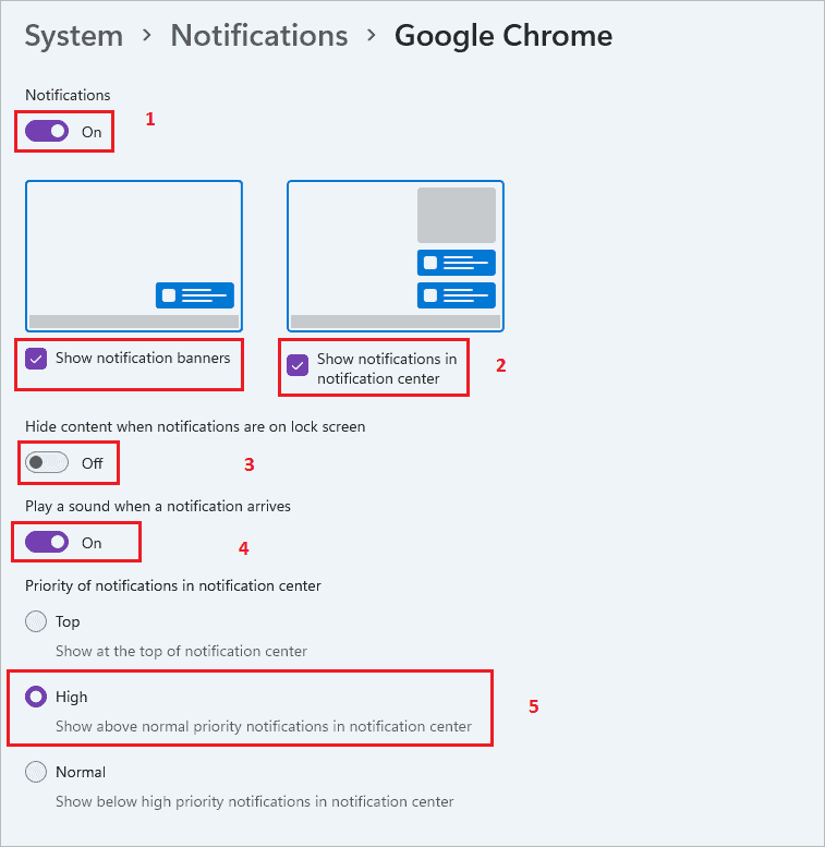 Manage Notifications settings for Google Chrome