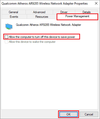 Change Power Management settings