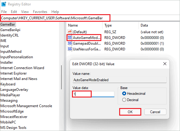 Enable Windows 11 Game Mode via Registry Editor