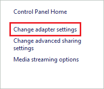 Click on Change adapter settings