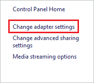 Open Change adapter settings