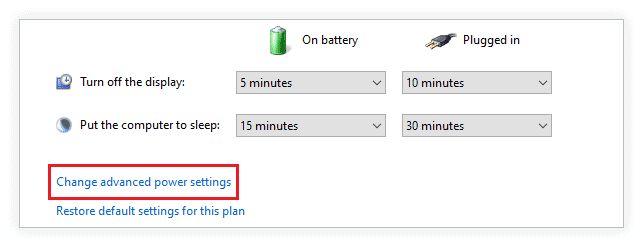 Change advanced plan settings to fix 100 disk usage windows 10
