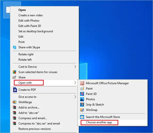 Open image with another app