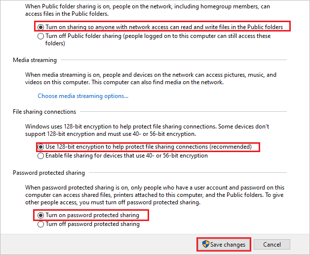 Change network settings for all networks to fix computer not showing up on network