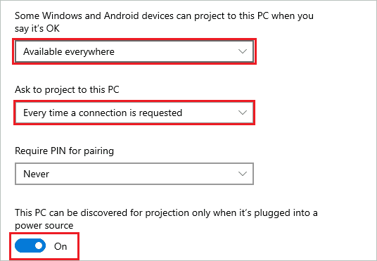 Make changes to projection settings