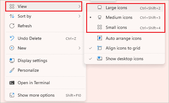 Change size of desktop icons
