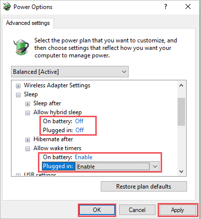 Change Sleep settings