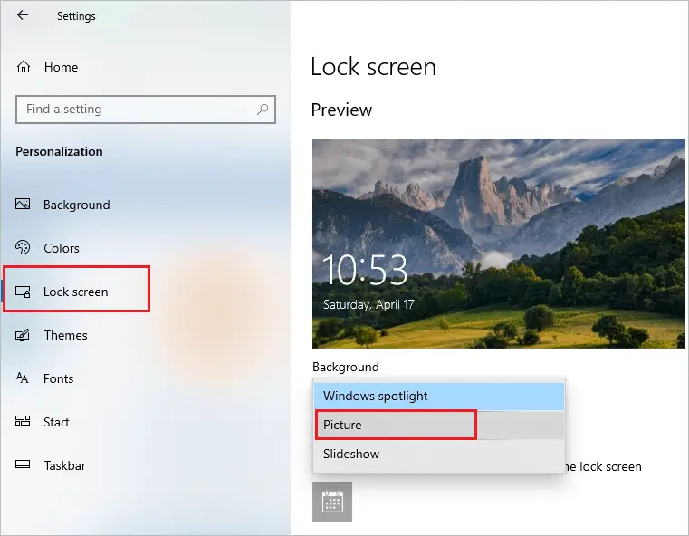 Change Background settings