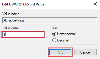Change the Value data of AltTabSettings