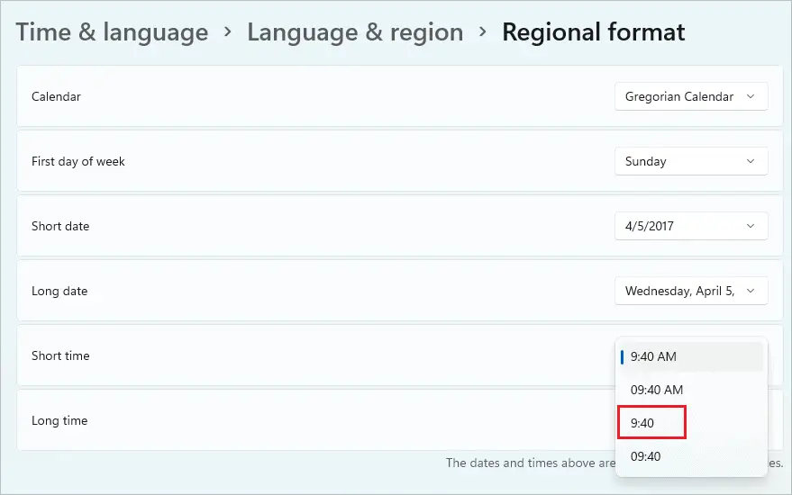 Change date and time format