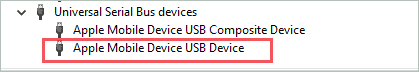 Check Apple Mobile Device USB Device