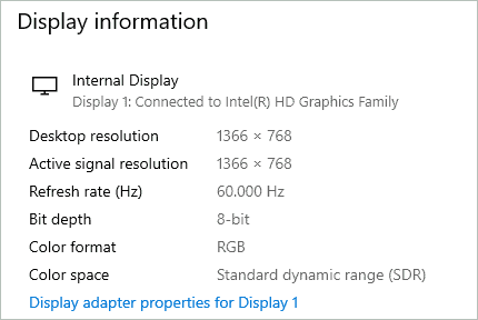 Check Display details