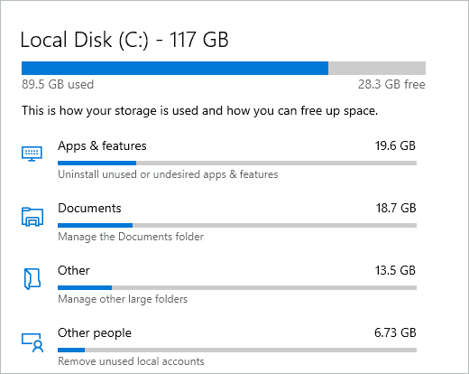 Check Storage on your PC