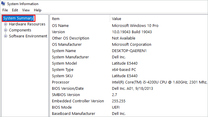 Check System Summary