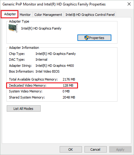 Check the Dedicated Video Memory for vram usage