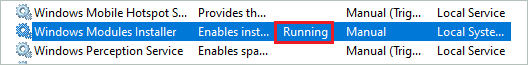 Check if Windows Modules Installer is Running or not