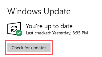 Check for Windows Update for bad pool header windows 10