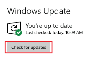 Check for Windows update