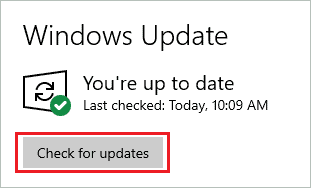 Check for updates in Windows