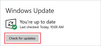 Check for updates to fix windows 10 action center won't open