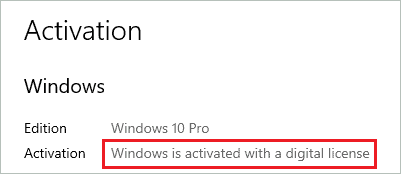 Check if Windows is activated with a digital license