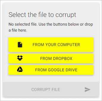 Elige un archivo para corromper un archivo