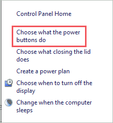 Open Choose what the power buttons do