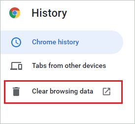 Click on Clear browsing data for err_connection_reset error